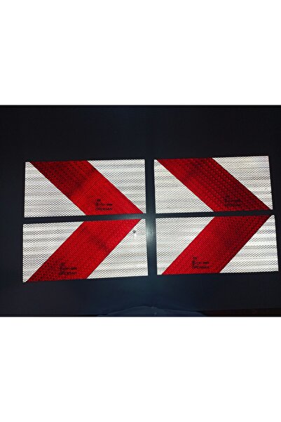 opersan 4-Piece Truck Reflector Set Red-White Diagonal Reflective Sign Ece R70-Metal
