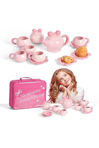 GENERAL Kids Tea Set,11 Pcs Porcelain Tea Set for Girls 3 4 5 6 7 8 Includes ...