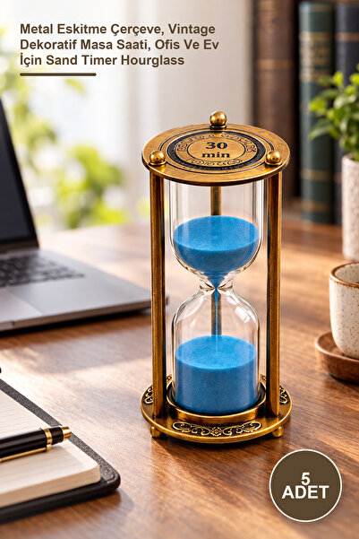 Yenilig 5 Adet 30 Dakikalık Kum Saati – Metal Eskitme Çerçeve, Vintage Dekoratif Masa Saati, Ofis Ve Ev İçin Sand Timer Hourglass