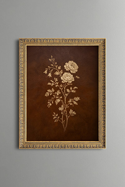 epiqart Sepia Rose Branch - Vintage Patterned Painting - Fine Model