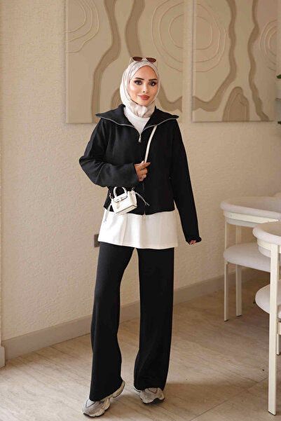 İmajButik Black 3-Piece Knitwear Set