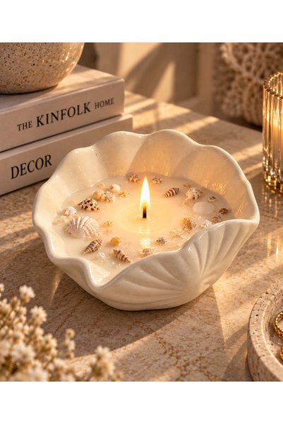 GiftCandle Deniz Kabuğu Soya Mum / Çocuklarınız için En güvenlisi