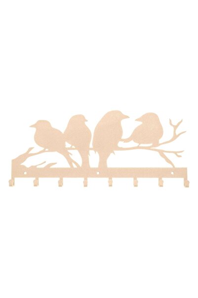 OEM Cuier decorativ Birds, pentru hol, crem, cu 8 agatatori, 40 x 17 cm