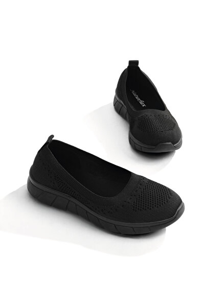Tonny Black Kadın Siyah Siyah Triko Günlük Loafer Ayakkabı