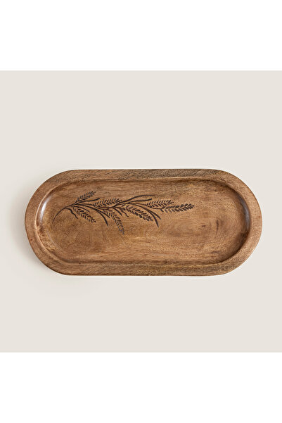 Chakra Spiga Ahşap Kayık Tabak 36x16.5x2.5cm Natural