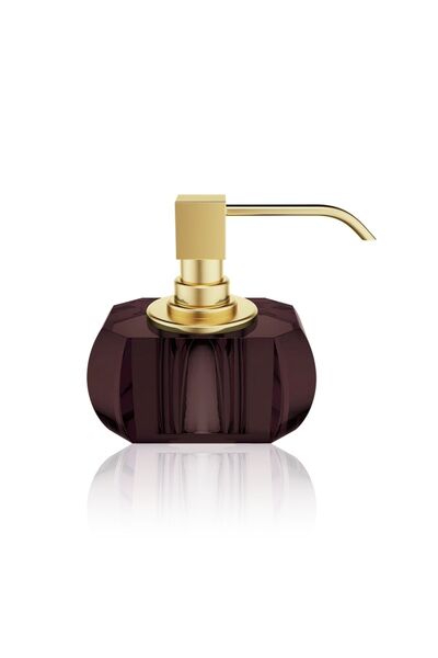 Decor Walther Kristall Liquid Soap Dispenser, Countertop - Matte Gold/Burgundy