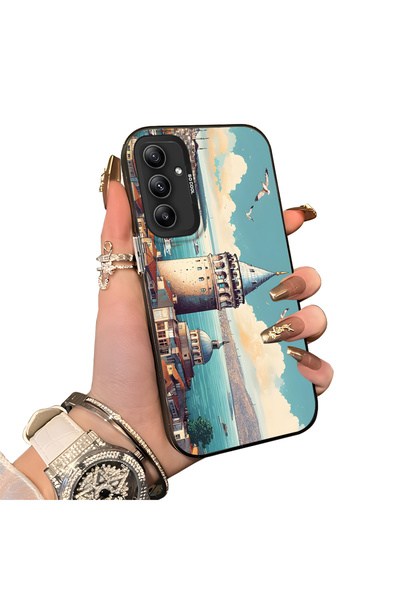 Hontinga Samsung Galaxy A34 5g Compatible Silicone Edge Hard Back Case Galata...