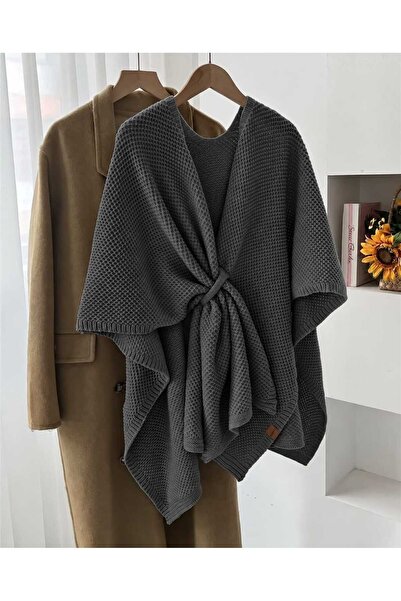 Love Benti Lovebenti̇ Women's Knitted Detailed Knitwear Poncho