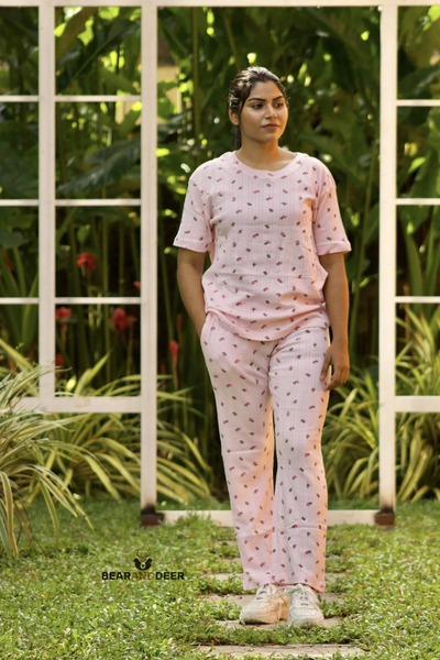KIDONUS Baby Pink Jersy Stripes Co-Ordset