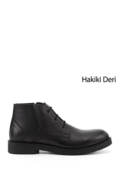 GÖNDERİ(R) Men's Black Floater Zippered Genuine Leather Classic Boots