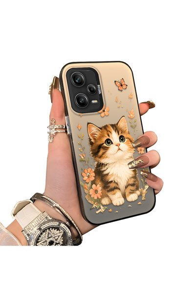 Hontinga Redmi Note 12 Pro 5g Compatible Silicone Edge Hard Back Case Cat Pat...