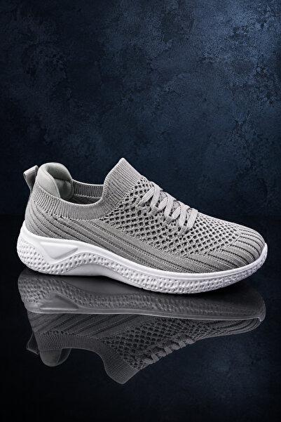 Tonny Black Kadın Açık Gri Rahat Kalıp Triko Bağcıklı Sneaker