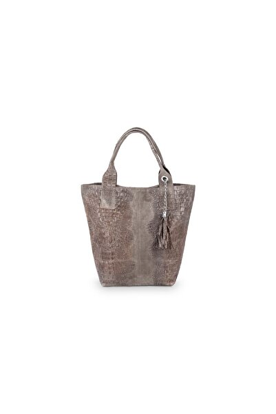 Vera Pelle Geantă Olivia din piele croco Worek Taupe