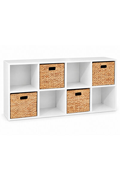 Gogoya 8-Cube Bookshelf, White Horizontal Storage Organizer with Open Shelves...