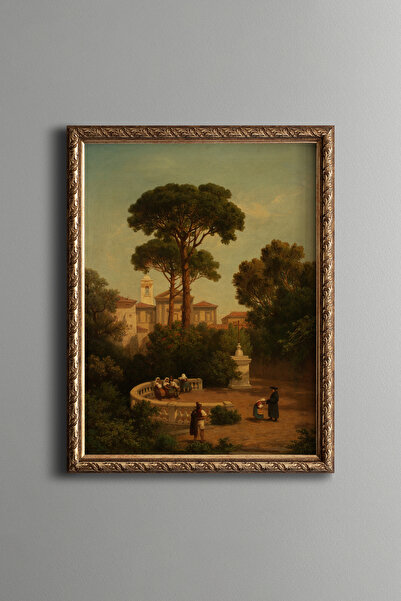 epiqart Italian Garden in the Shade of a Pine Tree - Vintage Patterned Painti...
