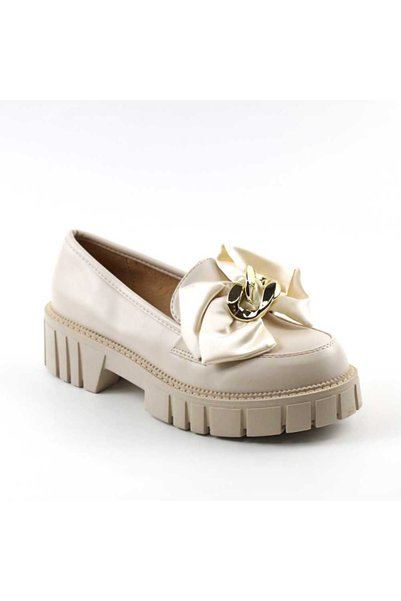 mm Pantofi de dama , cu talpa groasa si funda decorativa A10323-BEIGE