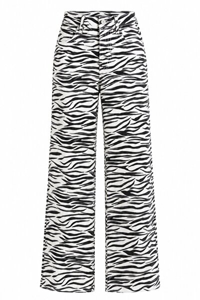 Laluvia Ekru Zebra Gabardin Pantolon - 0090