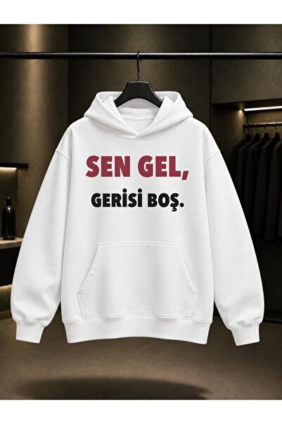 fame-stoned Sen Gel Empty Space Printed Unisex 100% Cotton Hooded Sweatshirt
