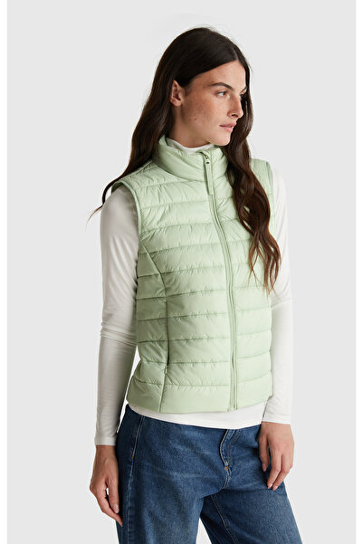 United Colors of Benetton Women's mint green slim fit puffer vest