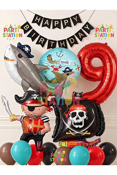 Parti Station Sailor Theme Pirate Concept 9-Year-Old Balloon Set - 14 Piece G...