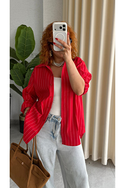 Bak'ap Cămașă Premium Trend Oversize cu dungi roșii