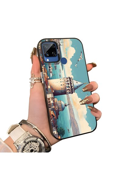 Hontinga حافظة هاتف من السيليكون متوافقة مع Realme C15، حافظة خلفية صلبة من ا...