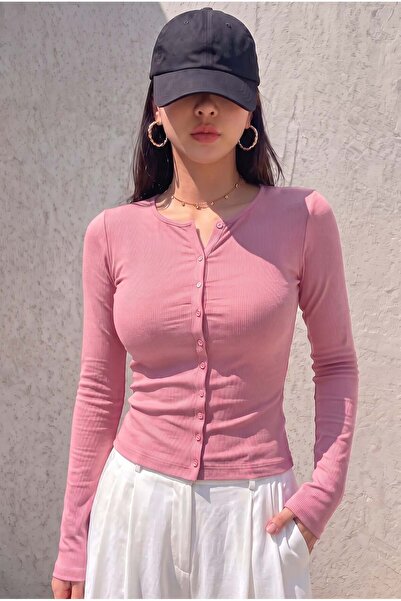 Teenage Millionaire Women's Pink Twill Camisole Full Button Flexible Button D...