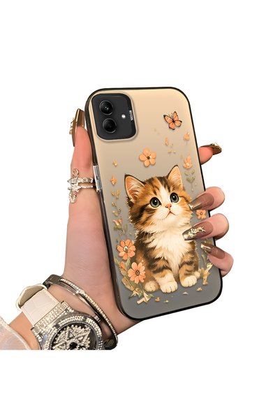 Hontinga Samsung Galaxy A04 Compatible Silicone Edge Hard Back Case Cat Patte...