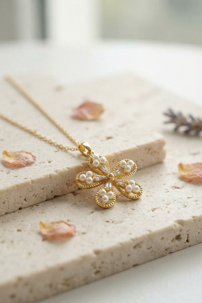 Skygo 316L Steel Chain Gold Color Flower Model Women's Necklace Tj-Bko11242