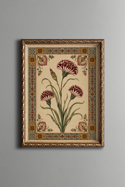 epiqart Osmanlı Karanfil Motifi - Vintage Desenli Tablo - İnce Model