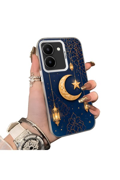 Hontinga Vivo Y36 Compatible Silicone Edge Hard Back Case Crescent and Star P...