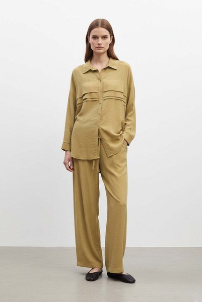 Puane Women's Pleated Detailed Fit Suit Olive 14423