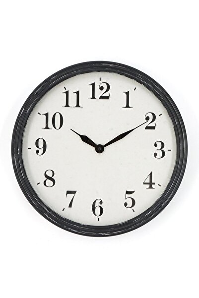 OEM Wall clock GHC100258, analog, round, metal + glass, black + white, 38.5 cm