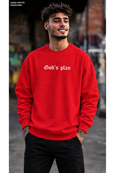 caddekombin Men's God's Plan Written Gothic Typographic Printed Crew Neck Cas...