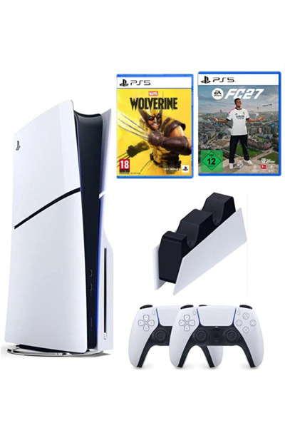 Sony Playstation 5 Slim Cdli + 2.kol Dualsense Siyah + Şarj İstasyonu + PS5 W...