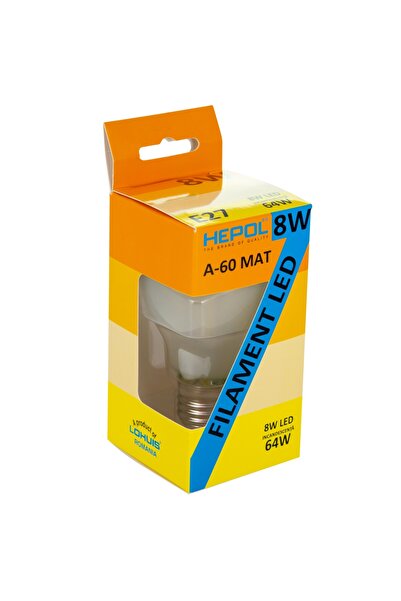 OEM Bec LED cu filament Hepol clasic A60 E27 8 W 1000 lm lumină neutră 4000 K...