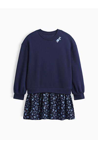 GAP Kız Çocuk Lacivert Kids Oversized Sweatshirt Dress - Çocuklar İçin Oversi...