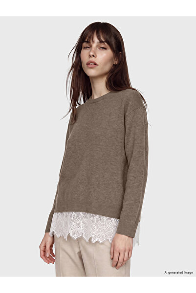 LC Waikiki Γυναικείο Πλεκτό Πουλόβερ Oversize με Δαντελένιες Λεπτομέρειες