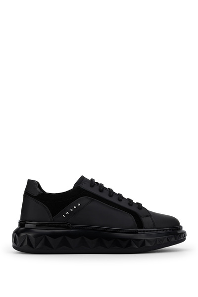 Tamer Tanca Erkek Hakiki Deri Siyah Sneakers & Spor Ayakkabı