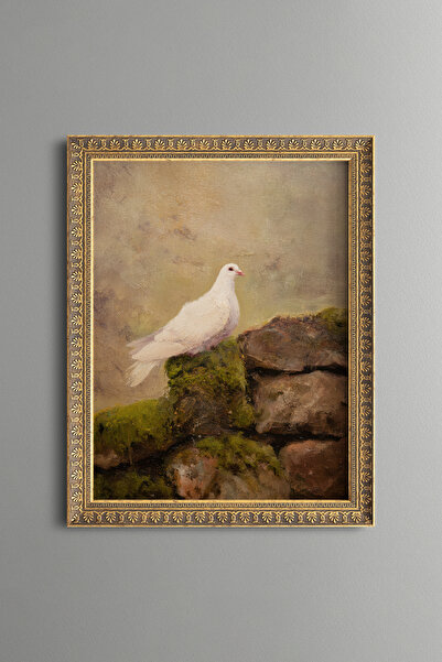 epiqart White Dove - Vintage Patterned Painting - Fine Model