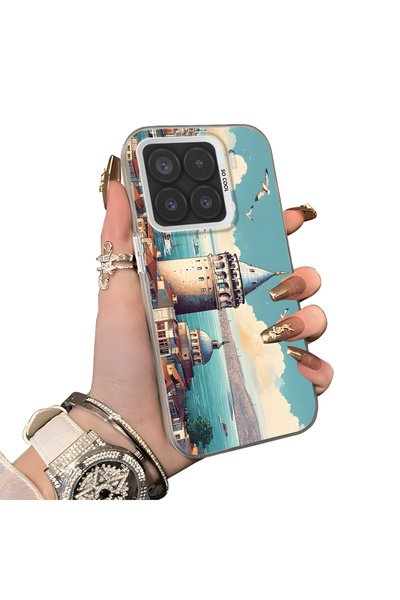 Hontinga Mi 15 5g Compatible Silicone Edge Hard Back Case Galata Tower Patter...