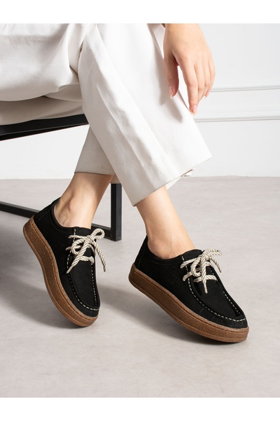 ALEMDAR AYAKKABI Aveli̇ne Black Genuine Leather Lace-Up Women's Shoes