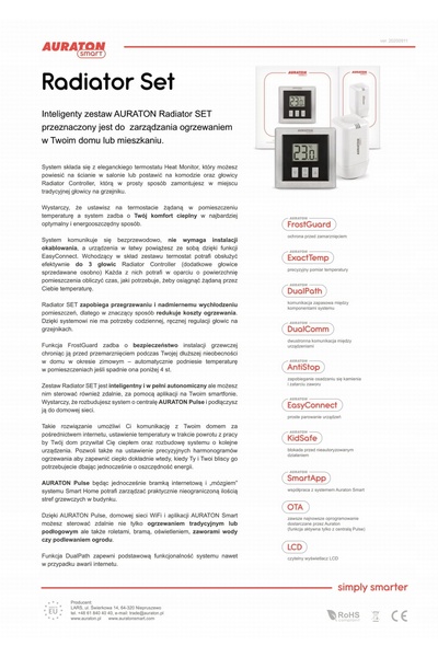 Auraton Kit de încălzire radiator, termostat de cameră, cap inteligent