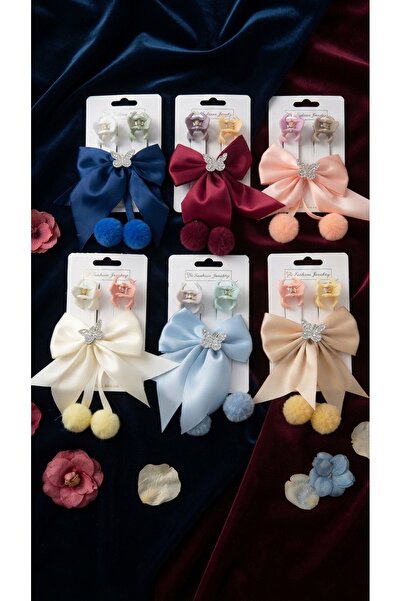 ŞEHRAZAT HANDMADE TASARIM Kelebek Taşlı Çocuk Toka Seti