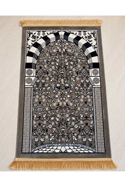 Bilenler Ravza Patterned Velvet Prayer Rug 70X115 cm Dowry Gift Prayer Rug