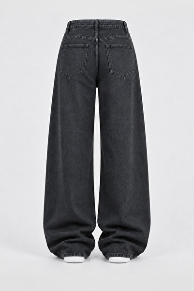 J&KSTORES Casual Loose Wide Leg High Waist Straight Baggy Jean Pants