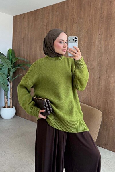 Hazamoda Elya Yumoş Tunik Yağ Yeşili