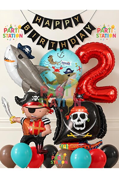 Parti Station Sailor Theme Pirate Concept 2 Year Old Balloon Set - 14 Piece G...