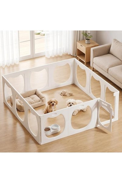 Hcosmy حظيرة كلاب شفافة من الأكريليك، 150×150×60 سم، سياج قابل للتركيب بنفسك ...