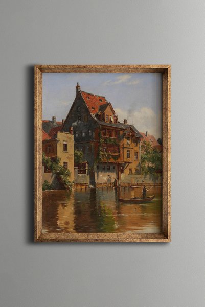 epiqart المنازل التاريخية على ضفاف النهر - طاولة ذات تصميم عتيق - نموذج أنيق